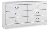 Anarasia White Six Drawer Dresser - Ornate Home
