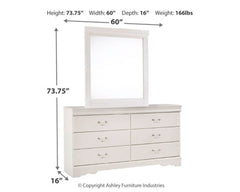 Anarasia White Twin Sleigh Bedroom Set with Dresser, Mirror, Chest and 2 Nightstands - Ornate Home