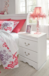 Anarasia White Twin Sleigh Bedroom Set with Chest and Nightstand - Ornate Home