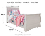 Anarasia White Twin Sleigh Bedroom Set with Dresser and Mirror (Online Special Price) - Ornate Home