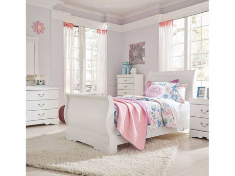 Anarasia White Twin Sleigh Youth Bed (Online Special Price) - Ornate Home