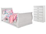 Anarasia White Twin Sleigh Youth Bedroom Set w/Chest - Ornate Home