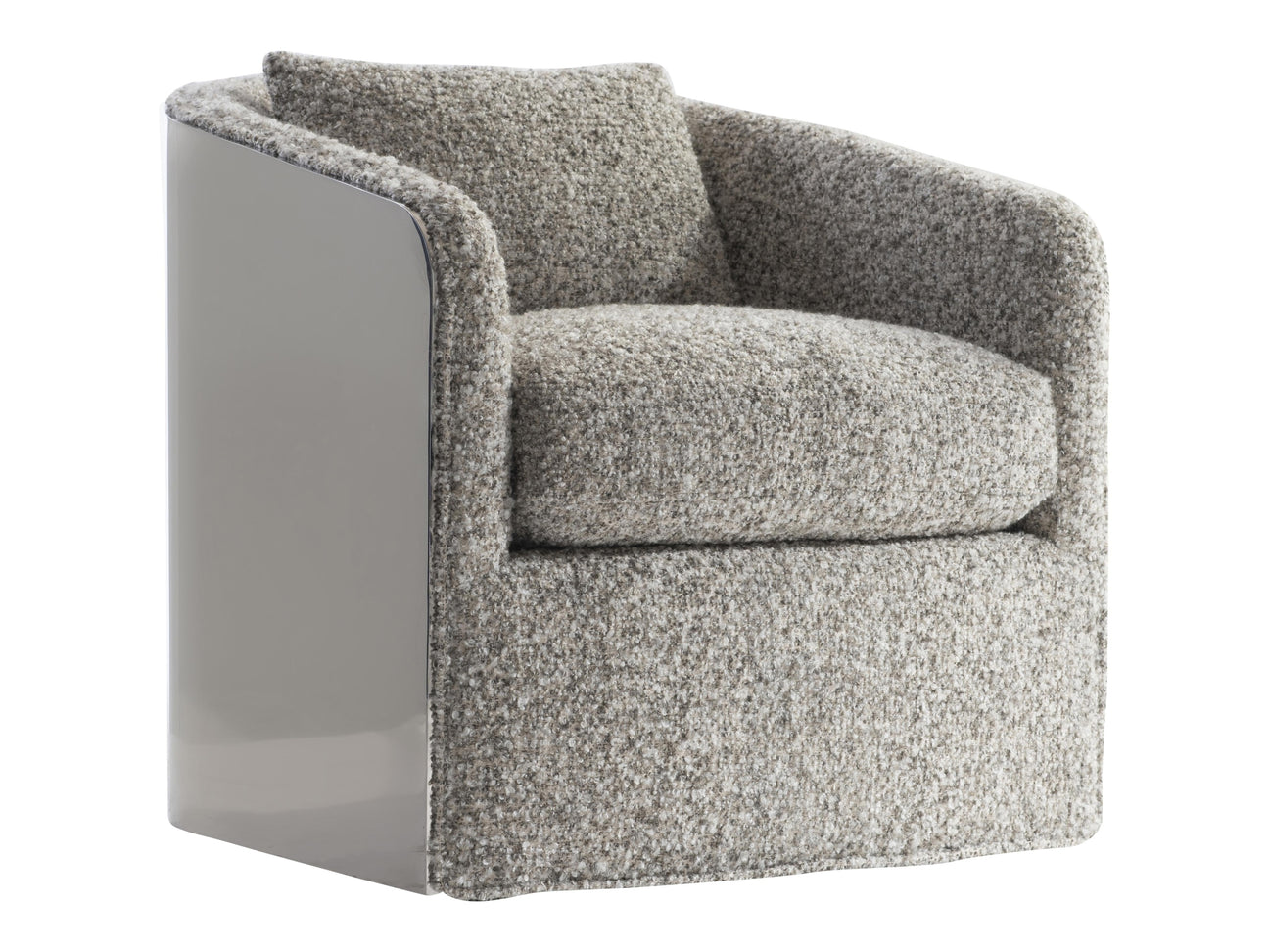 Anastasia Grey/Polished Stainless Steel Fabric Swivel Chair - Ornate Home