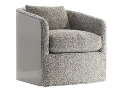 Anastasia Grey/Polished Stainless Steel Fabric Swivel Chair - Ornate Home