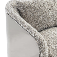 Anastasia Grey/Polished Stainless Steel Fabric Swivel Chair - Ornate Home