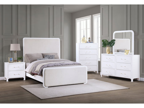 Anastasia Pearl White 5-piece Eastern King Bedroom Set - Ornate Home