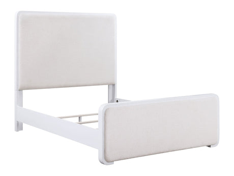 Anastasia Pearl White Eastern King Upholstered Panel Bed - Ornate Home