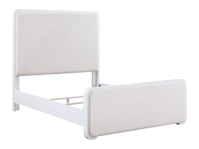 Anastasia Pearl White Queen Upholstered Panel Bed - Ornate Home