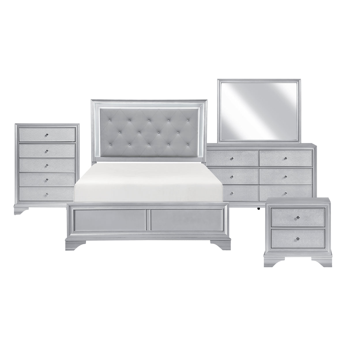 Anatole Silver 5pc Bedroom Set - Ornate Home