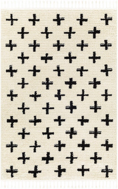 Anda Black on White Moroccan Plush Rug - Clearance - Ornate Home