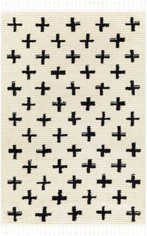 Anda Black on White Moroccan Plush Rug - Clearance - Ornate Home