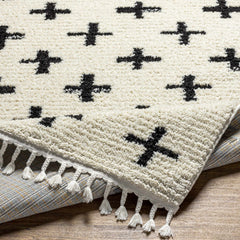 Anda Black on White Moroccan Plush Rug - Clearance - Ornate Home