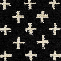 Anda White Cross on Black Plush Rug - Clearance - Ornate Home