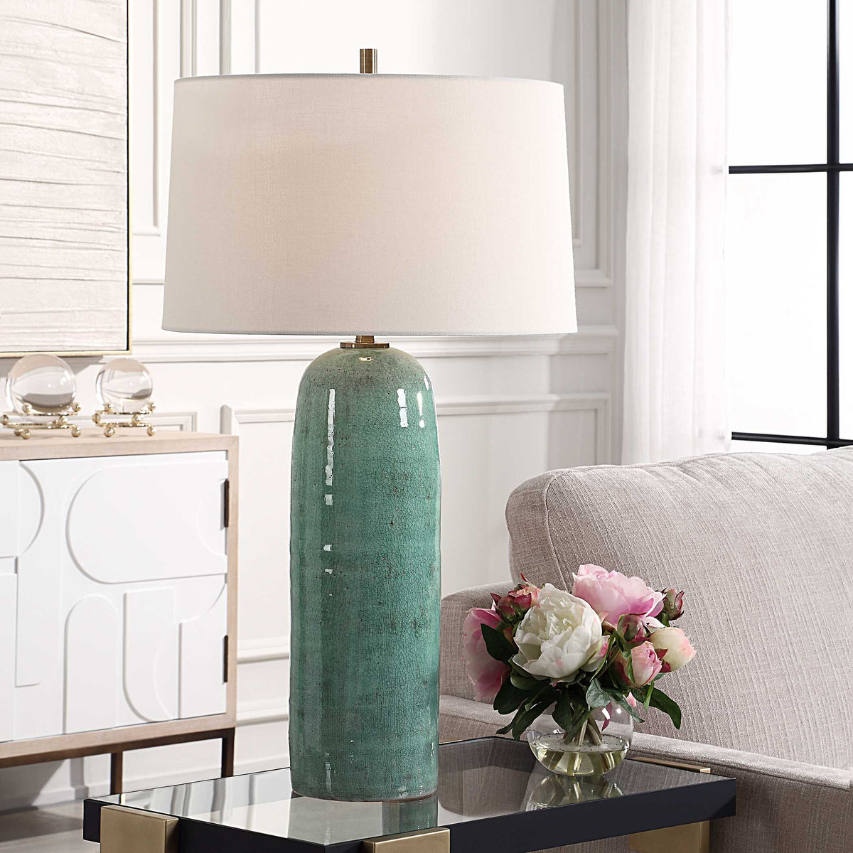 Andale Crackled Teal Table Lamp - Ornate Home