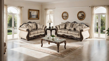 Andalusia Light Brown / Dark Cherry Loveseat - Ornate Home