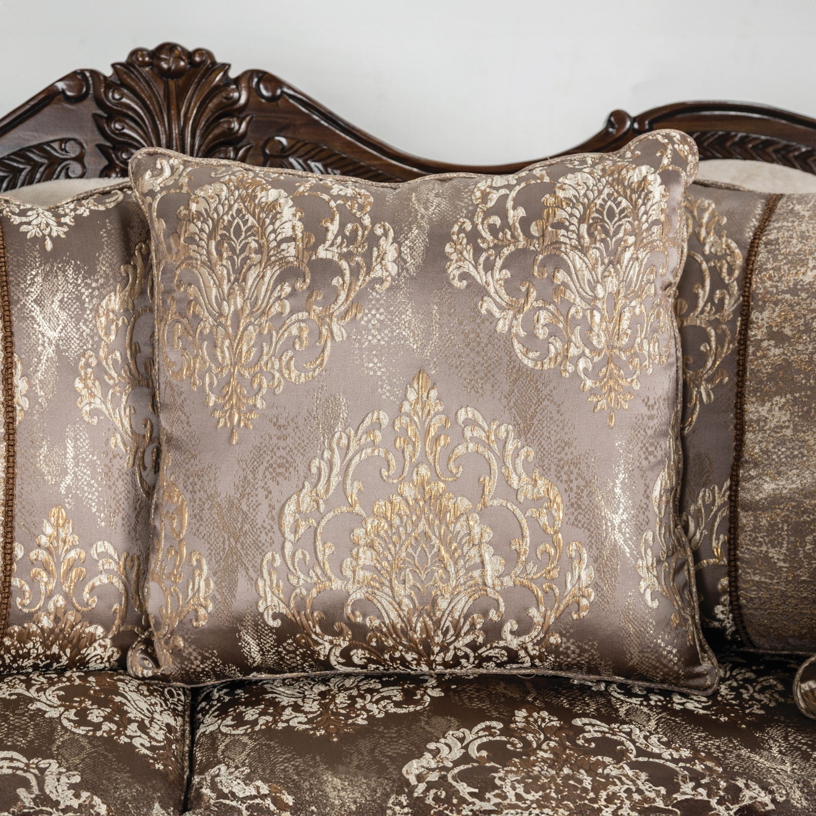 Andalusia Light Brown / Dark Cherry Loveseat - Ornate Home