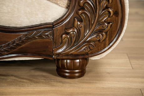 Andalusia Light Brown / Dark Cherry Loveseat - Ornate Home