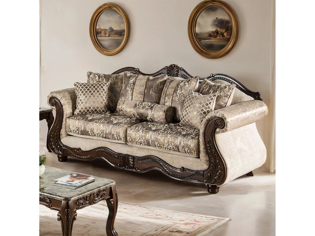 Andalusia Light Brown / Dark Cherry Sofa - Ornate Home