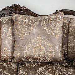 Andalusia Light Brown / Dark Cherry Upholstery Living Room Set - Ornate Home
