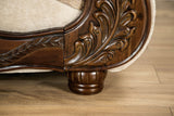 Andalusia Light Brown / Dark Cherry Upholstery Living Room Set - Ornate Home