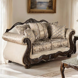 Andalusia Light Brown / Dark Cherry Upholstery Living Room Set - Ornate Home