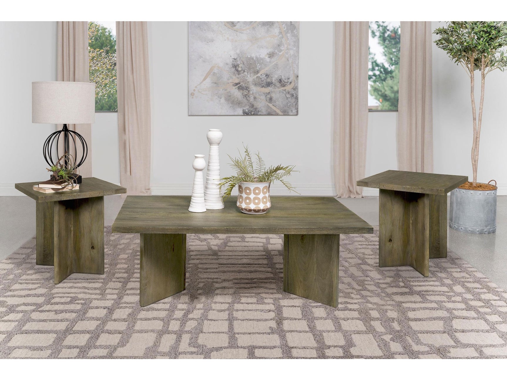 Andando Mango Brown 3-piece Coffee and End Table Set - Ornate Home