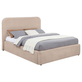 Anders Beige Upholstered Eastern King Storage Lift Platform Bed - Ornate Home