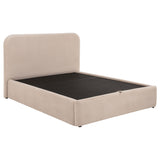Anders Beige Upholstered Full Storage Lift Platform Bed - Ornate Home