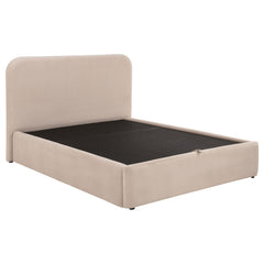 Anders Beige Upholstered Full Storage Lift Platform Bed - Ornate Home