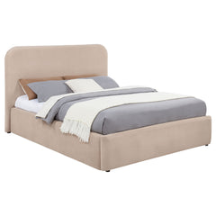 Anders Beige Upholstered Queen Storage Lift Platform Bed - Ornate Home
