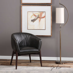 Anders Black/Woodtone Chenille Accent Chair - Ornate Home