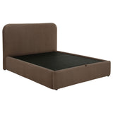 Anders Chocolate Upholstered Full Storage Lift Platform Bed - Ornate Home