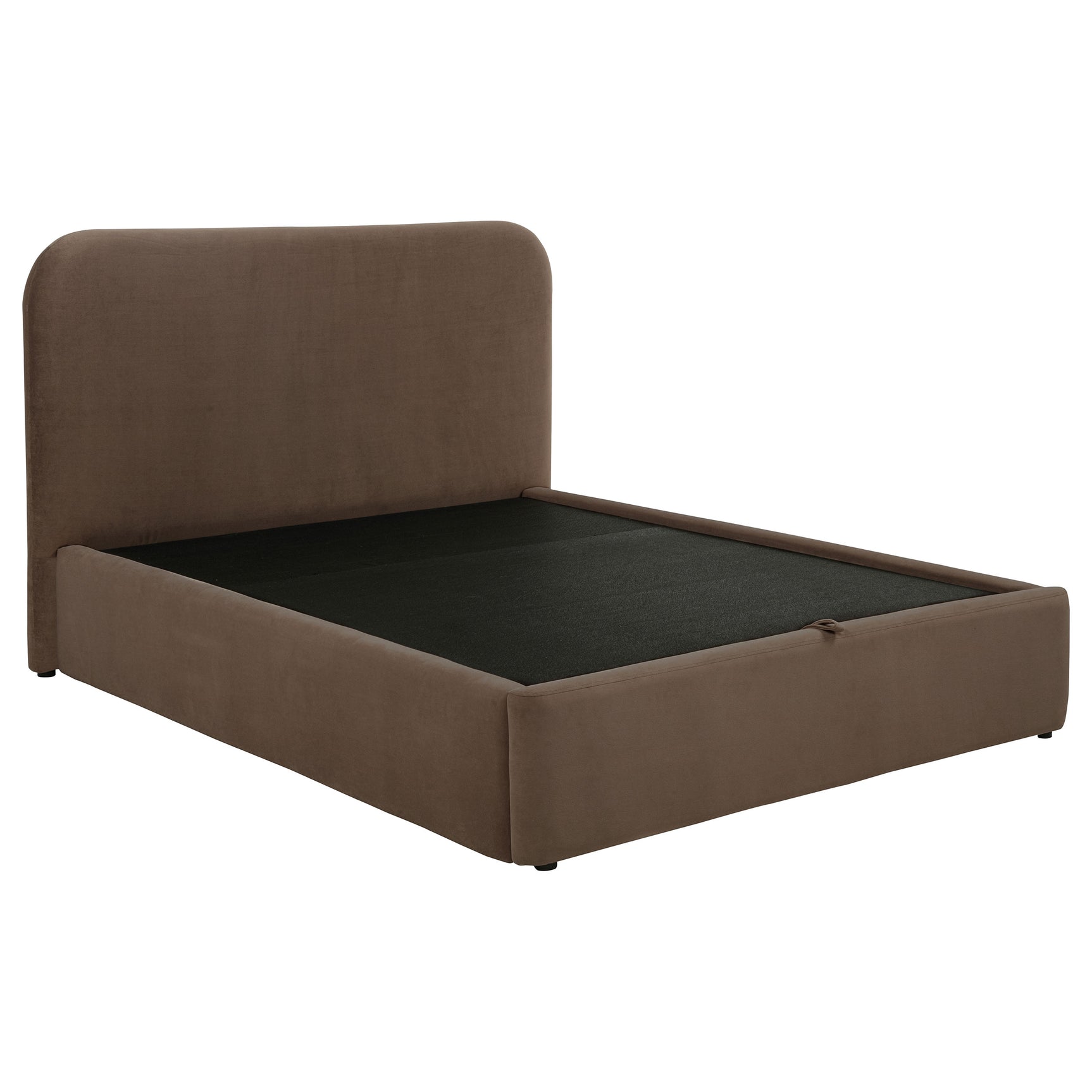 Anders Chocolate Upholstered Full Storage Lift Platform Bed - Ornate Home