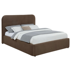 Anders Chocolate Upholstered Full Storage Lift Platform Bed - Ornate Home