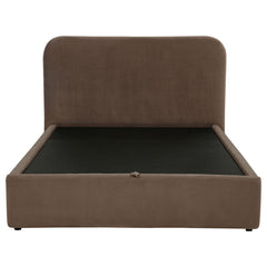 Anders Chocolate Upholstered Queen Storage Lift Platform Bed - Ornate Home