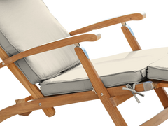 Anders Teak Canvas Outdoor Folding Lounge Deck Chair with Sunbrella® Cushion - Ornate Home