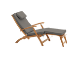 Anders Teak Charcoal Outdoor Folding Lounge Deck Chair with Sunbrella® Cushion - Ornate Home