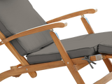 Anders Teak Charcoal Outdoor Folding Lounge Deck Chair with Sunbrella® Cushion - Ornate Home
