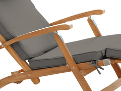 Anders Teak Charcoal Outdoor Folding Lounge Deck Chair with Sunbrella® Cushion - Ornate Home