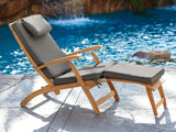 Anders Teak Charcoal Outdoor Folding Lounge Deck Chair with Sunbrella® Cushion - Ornate Home