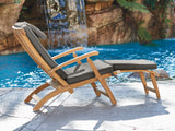 Anders Teak Charcoal Outdoor Folding Lounge Deck Chair with Sunbrella® Cushion - Ornate Home