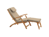Anders Teak Fawn Outdoor Folding Lounge Deck Chair with Sunbrella® Cushion - Ornate Home