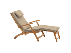 Anders Teak Fawn Outdoor Folding Lounge Deck Chair with Sunbrella® Cushion - Ornate Home