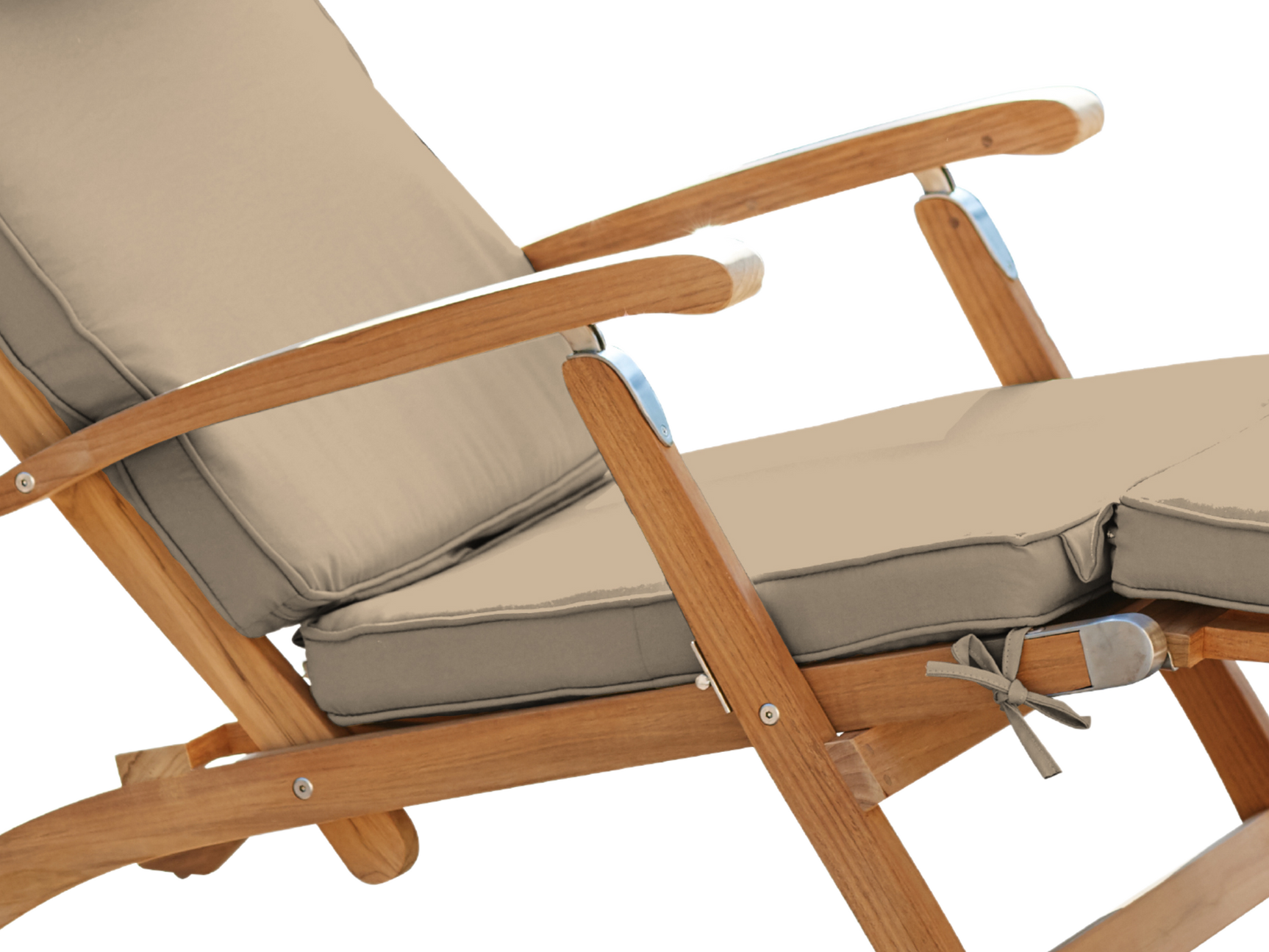 Anders Teak Fawn Outdoor Folding Lounge Deck Chair with Sunbrella® Cushion - Ornate Home