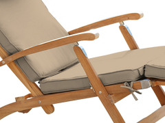 Anders Teak Fawn Outdoor Folding Lounge Deck Chair with Sunbrella® Cushion - Ornate Home