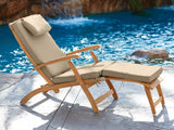 Anders Teak Fawn Outdoor Folding Lounge Deck Chair with Sunbrella® Cushion - Ornate Home