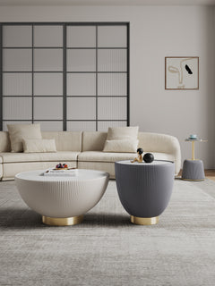 Anderson Coffee Table, End Table 1.0 and End Table 2.0 in Cream and Grey (set of 3) - Ornate Home