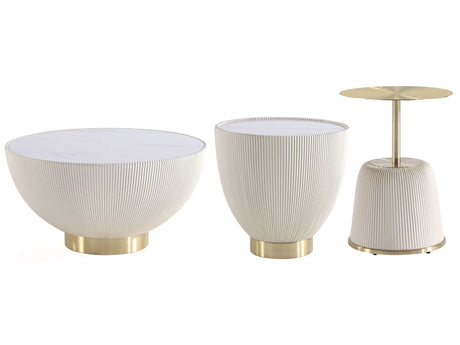 Anderson Coffee Table, End Table 1.0 and End Table 2.0 in Cream (set of 3) - Ornate Home