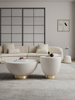 Anderson Coffee Table, End Table 1.0 and End Table 2.0 in Cream (set of 3) - Ornate Home