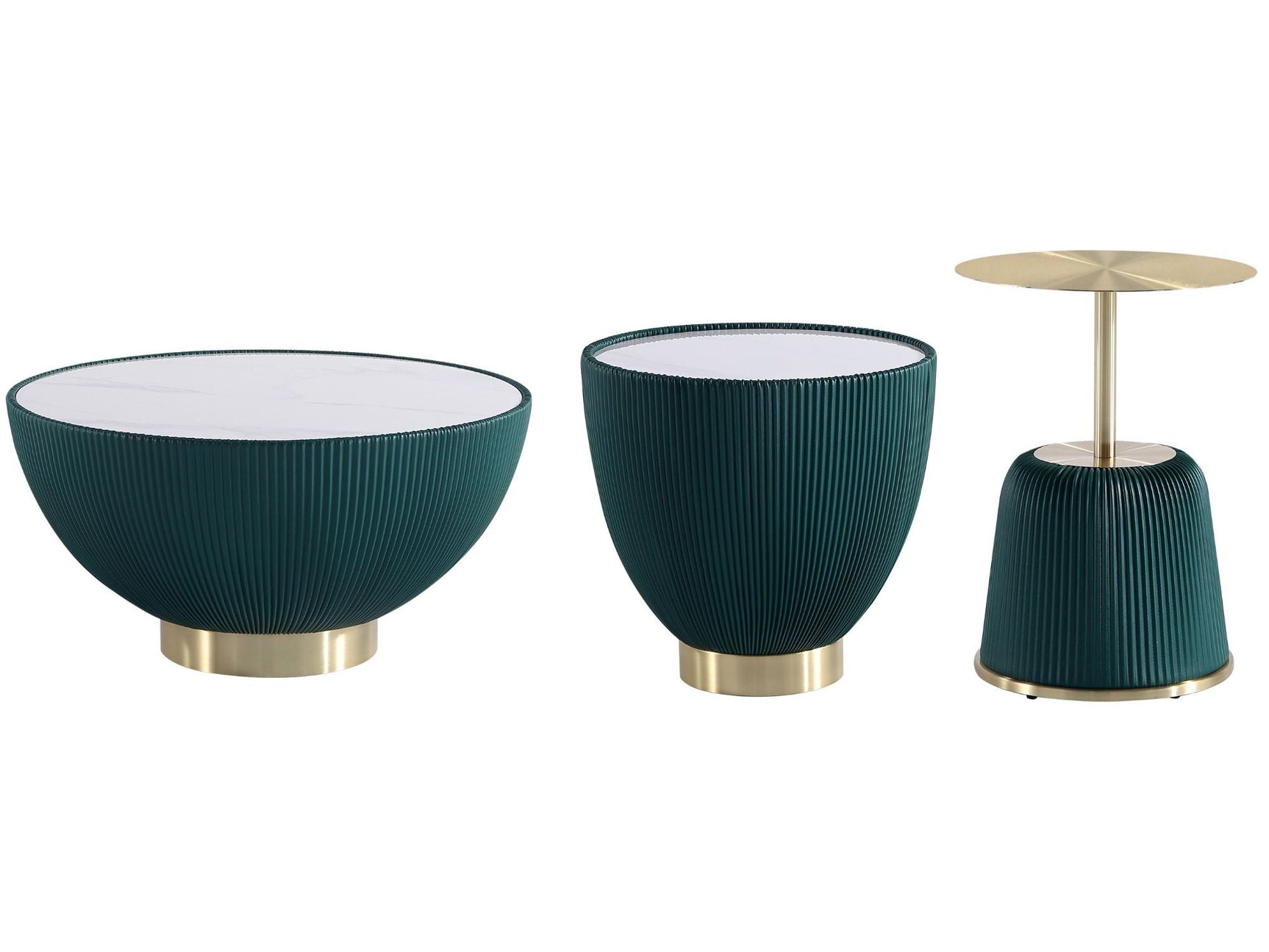 Anderson Coffee Table, End Table 1.0 and End Table 2.0 in Green (set of 3) - Ornate Home